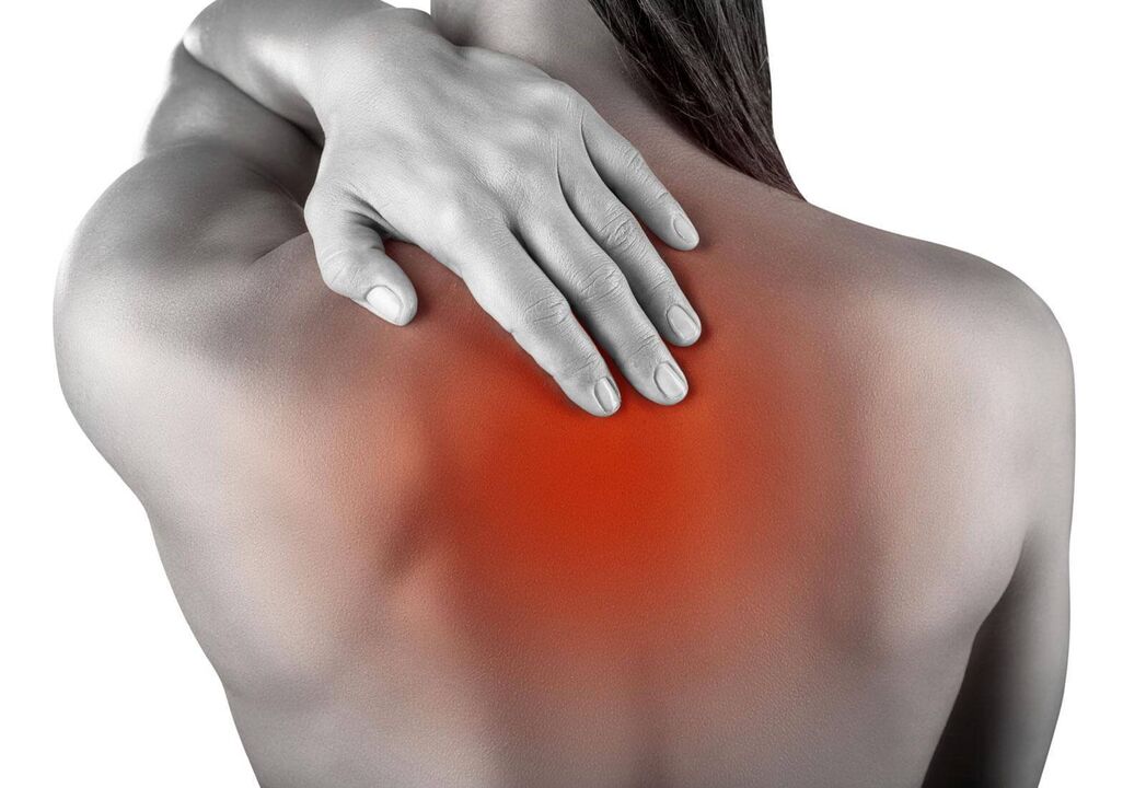Back pain in the shoulder area due to illness or injury